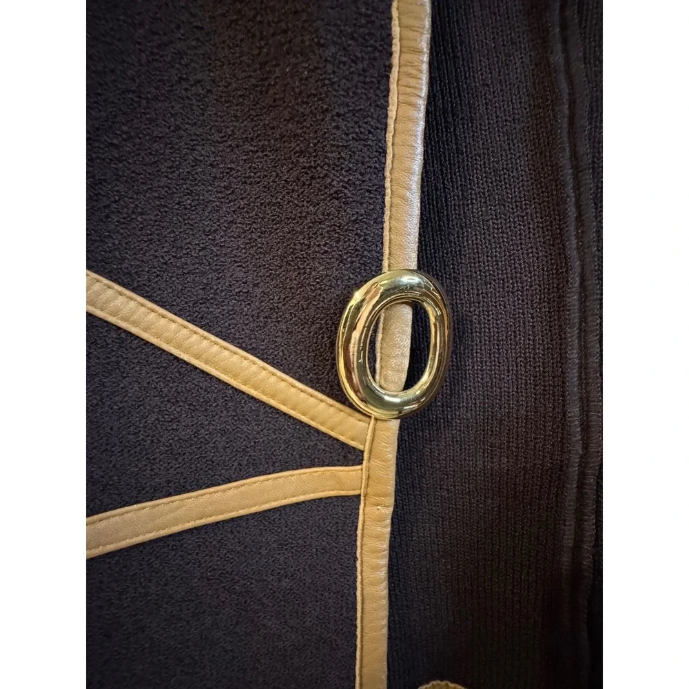 St. John Collection Brown Blazer with Tan Trim